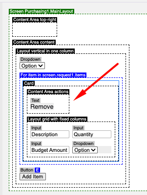 Content area created from the Card action text